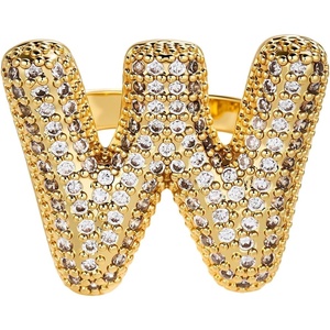 image:imageCicy Bell Initial Rings for Women 14k Gold Plated Cubic Zirconia Delicate Letter Chunky Statement Open Rings Gifts for HerWGold