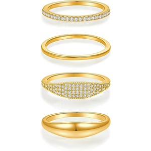 image:imageCicy Bell Stackable Rings for Women 18K Gold Plated Non Tarnish Ring SetGold