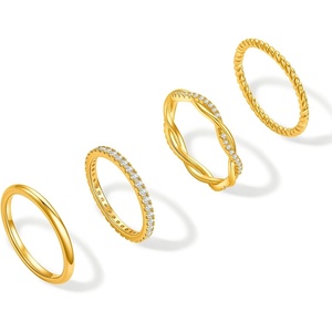 image:imageCicy Bell Stackable Rings for Women 18K Gold Plated Non Tarnish Ring SetGoldStyle C