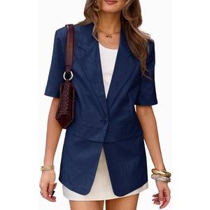 image:imageCicy Bell Womens Short Sleeve Blazer Oversized Business Lapel Suit JacketNavy
