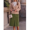 image:imageCicy Bell Women Corduroy Midi Skirt Fall ALine Front Slit SkirtsArmy Green
