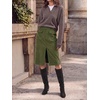 image:imageCicy Bell Women Corduroy Midi Skirt Fall ALine Front Slit SkirtsArmy Green