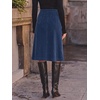 image:imageCicy Bell Women Corduroy Midi Skirt Fall ALine Front Slit SkirtsBeige