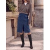 image:imageCicy Bell Women Corduroy Midi Skirt Fall ALine Front Slit SkirtsBeige