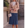 image:imageCicy Bell Women Corduroy Midi Skirt Fall ALine Front Slit SkirtsBeige