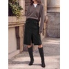 image:imageCicy Bell Women Corduroy Midi Skirt Fall ALine Front Slit SkirtsBlack