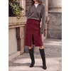 image:imageCicy Bell Women Corduroy Midi Skirt Fall ALine Front Slit SkirtsBurgundy