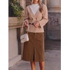 image:imageCicy Bell Women Corduroy Midi Skirt Fall ALine Front Slit SkirtsCoffee