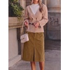 image:imageCicy Bell Women Corduroy Midi Skirt Fall ALine Front Slit SkirtsDark Khaki