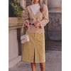 image:imageCicy Bell Women Corduroy Midi Skirt Fall ALine Front Slit SkirtsKhaki