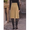 image:imageCicy Bell Women Corduroy Midi Skirt Fall ALine Front Slit SkirtsKhaki