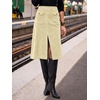 image:imageCicy Bell Women Corduroy Midi Skirt Fall ALine Front Slit SkirtsNavy