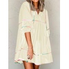 image:imageCicy Bell Womens Babydoll Dresses 34 Puff Sleeve V Neck Flowy DressBeige