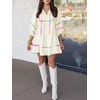 image:imageCicy Bell Womens Babydoll Dresses 34 Puff Sleeve V Neck Flowy DressBeige