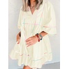 image:imageCicy Bell Womens Babydoll Dresses 34 Puff Sleeve V Neck Flowy DressBeige