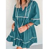 image:imageCicy Bell Womens Babydoll Dresses 34 Puff Sleeve V Neck Flowy DressGreen
