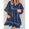image:imageCicy Bell Womens Babydoll Dresses 34 Puff Sleeve V Neck Flowy DressNavy