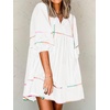 image:imageCicy Bell Womens Babydoll Dresses 34 Puff Sleeve V Neck Flowy DressWhite