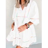 image:imageCicy Bell Womens Babydoll Dresses 34 Puff Sleeve V Neck Flowy DressWhite