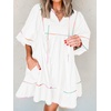 image:imageCicy Bell Womens Babydoll Dresses 34 Puff Sleeve V Neck Flowy DressWhite