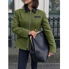 image:imageCicy Bell Womens Cropped Barn Jackets Long Sleeve Zip Up Collared CoatArmy Green