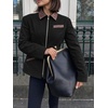 image:imageCicy Bell Womens Cropped Barn Jackets Long Sleeve Zip Up Collared CoatBlack