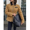 image:imageCicy Bell Womens Cropped Barn Jackets Long Sleeve Zip Up Collared CoatBrown