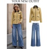 image:imageCicy Bell Womens Cropped Barn Jackets Long Sleeve Zip Up Collared CoatBrown