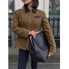 image:imageCicy Bell Womens Cropped Barn Jackets Long Sleeve Zip Up Collared CoatCoffee