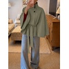 image:imageCicy Bell Womens Cropped Trench Coats Cape Sleeve Funnel Neck Belted JacketArmy Green