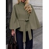 image:imageCicy Bell Womens Cropped Trench Coats Cape Sleeve Funnel Neck Belted JacketArmy Green
