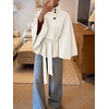 image:imageCicy Bell Womens Cropped Trench Coats Cape Sleeve Funnel Neck Belted JacketBeige