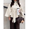 image:imageCicy Bell Womens Cropped Trench Coats Cape Sleeve Funnel Neck Belted JacketBeige