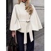 image:imageCicy Bell Womens Cropped Trench Coats Cape Sleeve Funnel Neck Belted JacketBeige