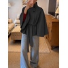 image:imageCicy Bell Womens Cropped Trench Coats Cape Sleeve Funnel Neck Belted JacketBlack