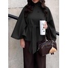 image:imageCicy Bell Womens Cropped Trench Coats Cape Sleeve Funnel Neck Belted JacketBlack