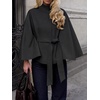 image:imageCicy Bell Womens Cropped Trench Coats Cape Sleeve Funnel Neck Belted JacketBlack