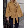 image:imageCicy Bell Womens Cropped Trench Coats Cape Sleeve Funnel Neck Belted JacketCamel