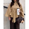 image:imageCicy Bell Womens Cropped Trench Coats Cape Sleeve Funnel Neck Belted JacketKhaki