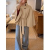 image:imageCicy Bell Womens Cropped Trench Coats Cape Sleeve Funnel Neck Belted JacketKhaki