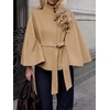 image:imageCicy Bell Womens Cropped Trench Coats Cape Sleeve Funnel Neck Belted JacketKhaki