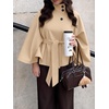 image:imageCicy Bell Womens Cropped Trench Coats Cape Sleeve Funnel Neck Belted JacketLight Khaki