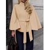 image:imageCicy Bell Womens Cropped Trench Coats Cape Sleeve Funnel Neck Belted JacketLight Khaki