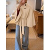 image:imageCicy Bell Womens Cropped Trench Coats Cape Sleeve Funnel Neck Belted JacketLight Khaki