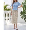 image:imageCicy Bell Womens Floral Mesh Midi Skirts Elastic High Waisted Animal PrintApricot Leopard Print