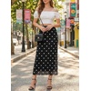 image:imageCicy Bell Womens Floral Mesh Midi Skirts Elastic High Waisted Animal PrintBlack White