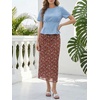 image:imageCicy Bell Womens Floral Mesh Midi Skirts Elastic High Waisted Animal PrintCoffee