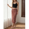 image:imageCicy Bell Womens Floral Mesh Midi Skirts Elastic High Waisted Animal PrintCoffee