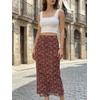 image:imageCicy Bell Womens Floral Mesh Midi Skirts Elastic High Waisted Animal PrintCoffee