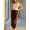 image:imageCicy Bell Womens Floral Mesh Midi Skirts Elastic High Waisted Animal PrintDark Brown